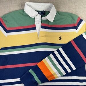 Iconic Rugby Shirt Polo Ralph Lauren Men's Medium Classic Fit Multicolor Stripes